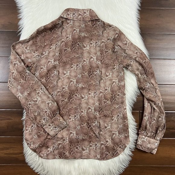 Haute Hippie Women's Size Small Brown Snake Print Silk Shirt Blouse Top - Picture 7 of 10